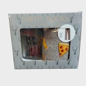 Lord's Rocks Don’t Worry Beer Happy Men’s Fleece Pajama Pants w/ Beer Mug Size M